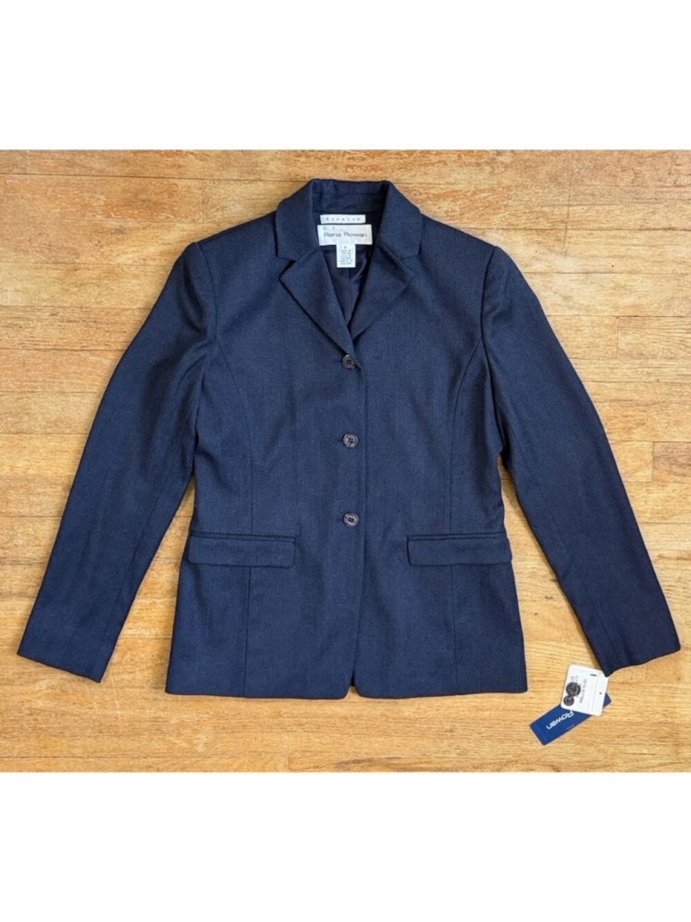 Vintage Indigo Blue Twill Wool Blend Blazer Size Small 6 Sport Coat Suit Jacket